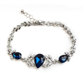 Montana Crystal Teardrop Bracelet in Rhodium Plating