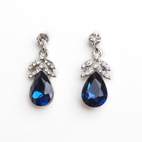 Montana Crystal Teardrop Earring in Rhodium Plating