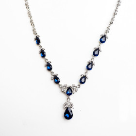 Montana Crystal Teardrop Necklace in Rhodium Plating