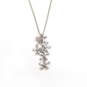 Clear CZ Necklace with Brass in Rhodium Plating