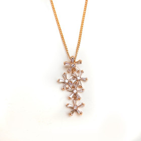 Clear CZ Necklace with Brass in Rose Gold Plating
