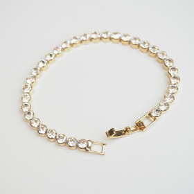 Clear Tennis Crystal Bracelet with Brass in Gold Plating