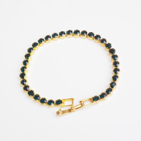 Emerald Tennis Crystal Bracelet with Brass in Gold Plating
