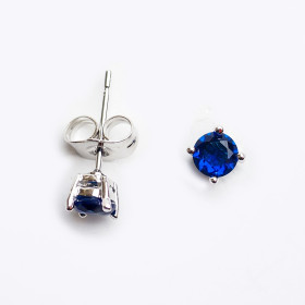 Montana Round Tennis CZ Post Earring with Brass In Rhodium