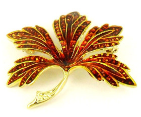 Brown Maple Leaf Brooch
