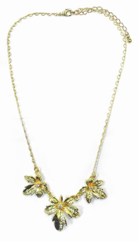 Gold Crystal Maple Leaf Necklace
