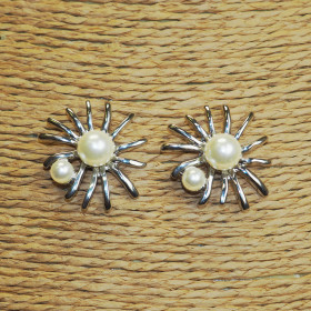 Dandelion Flower with Pearl Earrings