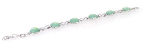Square Birthstone Green Pacific Opal Bracelet in Rhodium