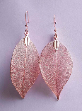Natural Leaf Earring in Pink Colour