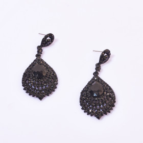 Crystal Peacock Eye Feather Style Earrings