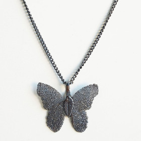 Butterfly Necklace with Chain in Gunmetal