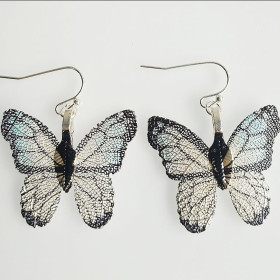 Multi Black Butterfly Earring in Silver