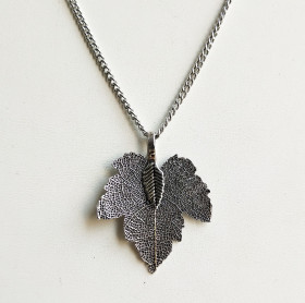 Natural Leaf Necklace in Anti-Silver