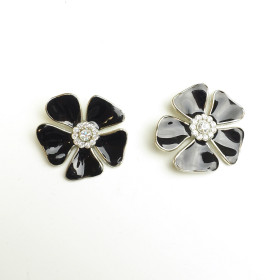 Black Flower Chunky Earrings