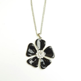Black Flower Chunky Pendant