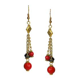 Coral Stones Earring in Gold
