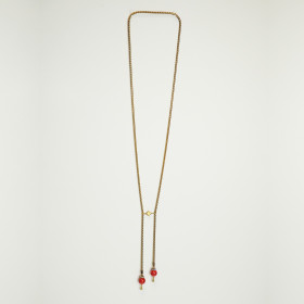 Coral Stones Long Necklace in Gold