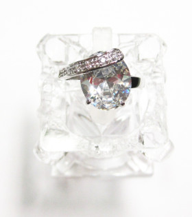 3.5 Ct Oval CZ Ring #12 with Brass in Rhodium