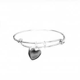 Bangle with Heart and Round Crystal