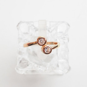 Clear Round CZ Open Ring with Brass In Rose Gold