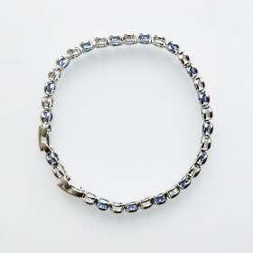 Light Sapphire and Clear Round CZ Mixed  Bracelet in Rhodium Plating