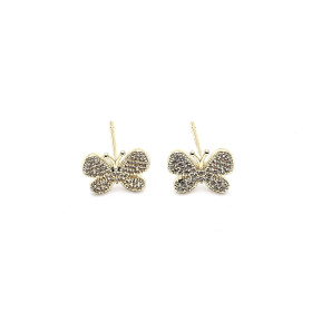 Clear CZ Butterfly Earring  with Brass in Gold Plating