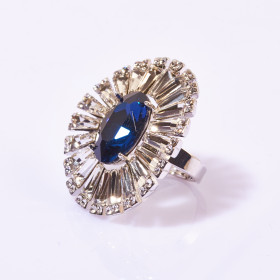 Chunky Crystal Teardrop Adjustable Ring